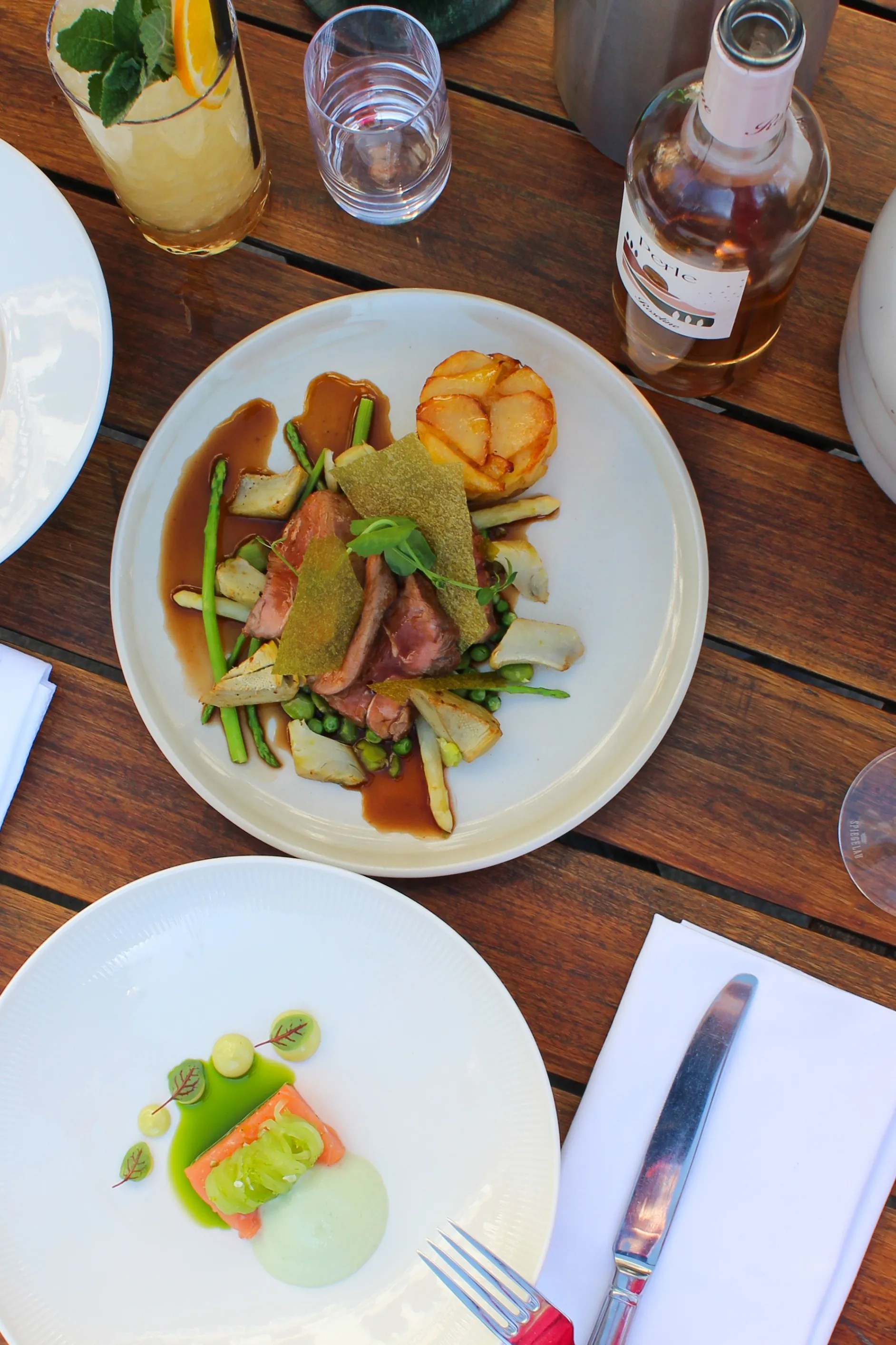 Menu de Selection on a table on the terrace of Restaurant Sophia