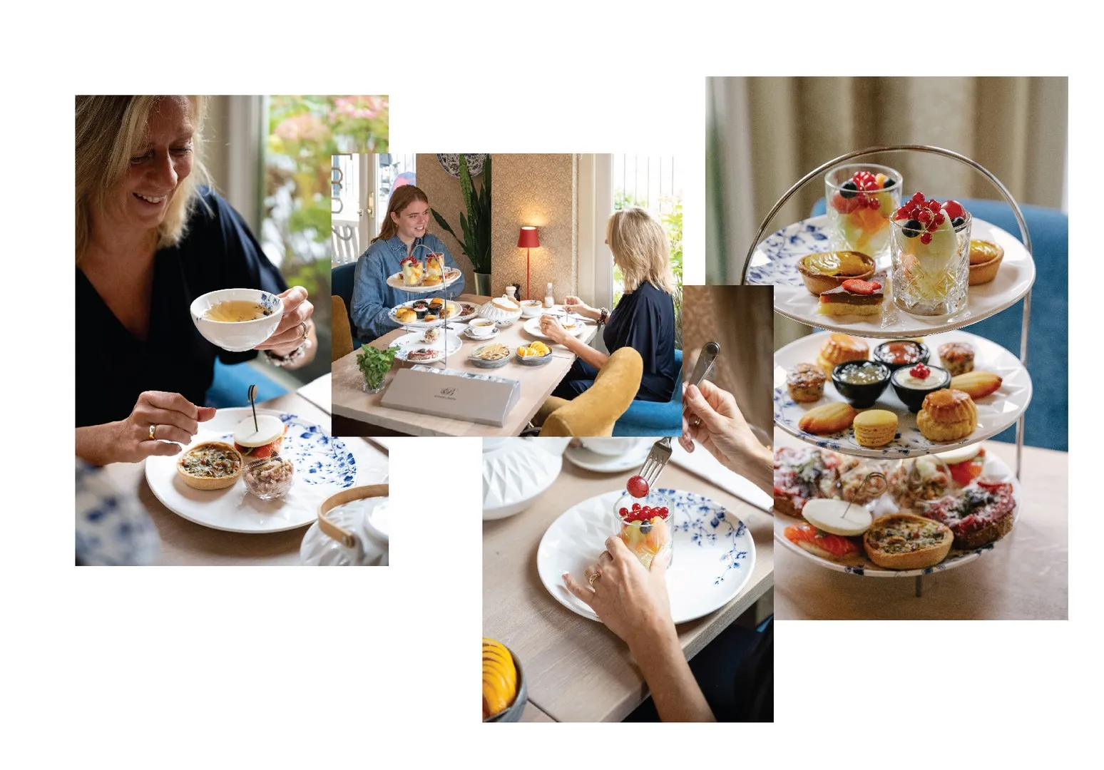Moeder en dochter die genieten van Sophia's luxe high tea in Den Haag bij Restaurant Sophia